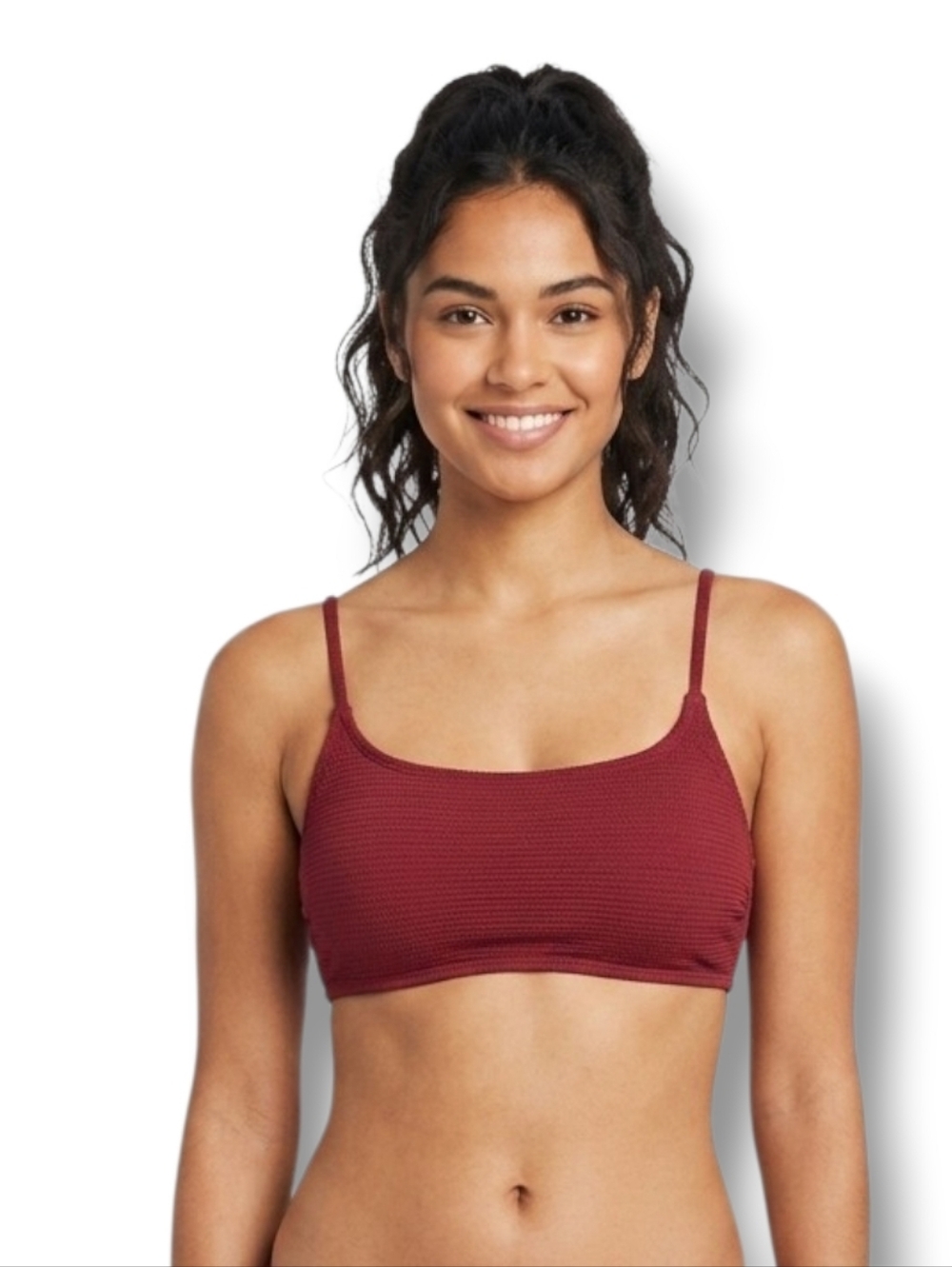 Xhilaration Juniors Ribbed Bralette Bikini Top XS Burgundy – New